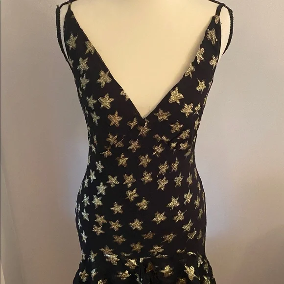 Nasty Gal NWT  petite metallic , tiered star print maxi dress size US-2 - Picture 3 of 13
